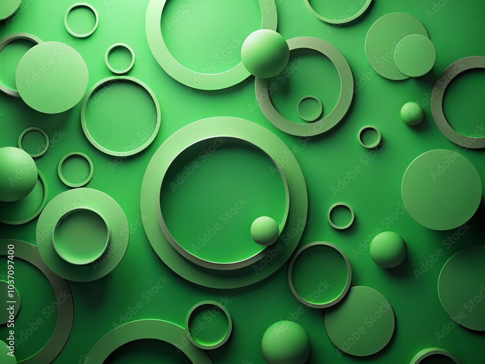 Poster abstract minimal green background with overlapping circles creating negative space for design elemen
