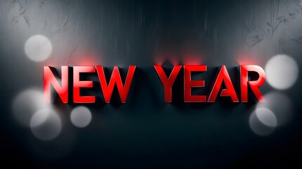 Modern Elegance 3D Blue Metallic 'NEW YEAR' Artistic Portrait 