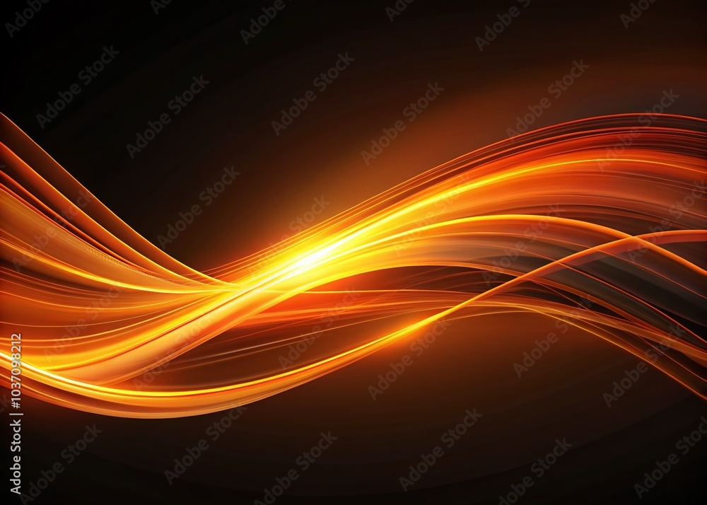 Aufkleber abstract orange lines on dark background - dynamic flowing design for modern art and creative projec