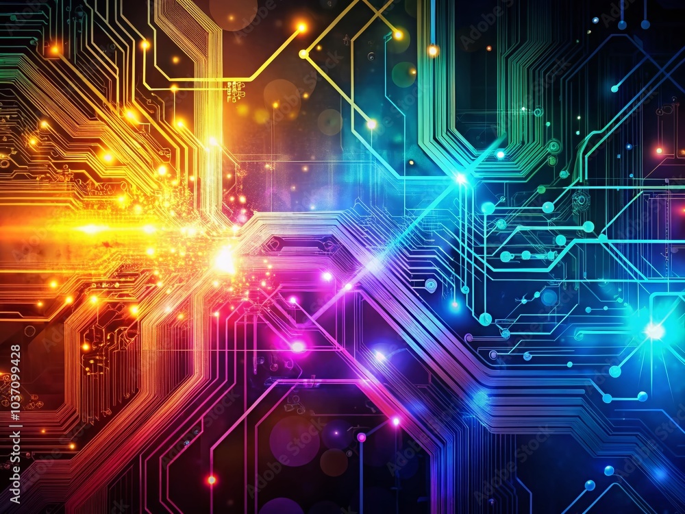 Poster abstract technology circuit design background with copy space for innovation and digital themes