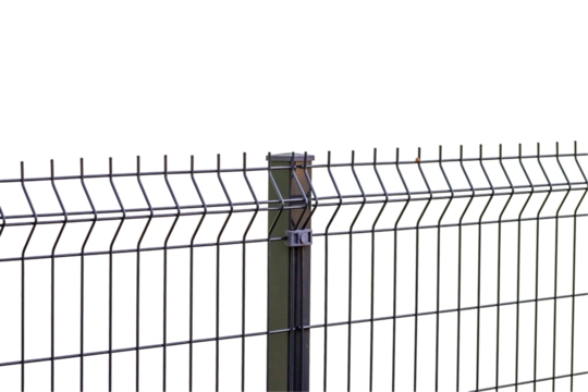 grating wire industrial fence , pvc metal fence panel on transparent background 
