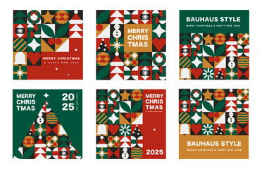 Modern Geometric Christmas Ads, Bauhaus Style Square Banners for Social Networks