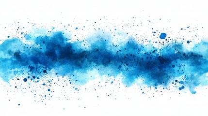 Fototapeta premium A vibrant blue watercolor splash with scattered droplets, creating an abstract and artistic effect.
