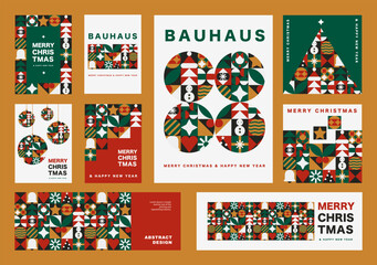 Festive Geometric Design Pack, Bauhaus Christmas Banners and Posters in Multiple Sizes