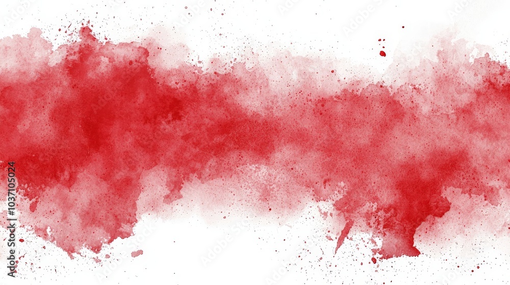 Poster a vibrant red watercolor splash with soft edges, creating an artistic and dynamic visual impression 