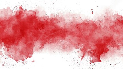 A vibrant red watercolor splash with soft edges, creating an artistic and dynamic visual impression on a white background.