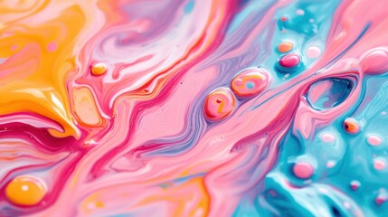 Fototapeta premium Colorful fluid art with swirls of pink, blue, and yellow paint