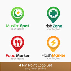 Pin Point Shape Logo Template Set. Good for Business, Agency, Community and Organization