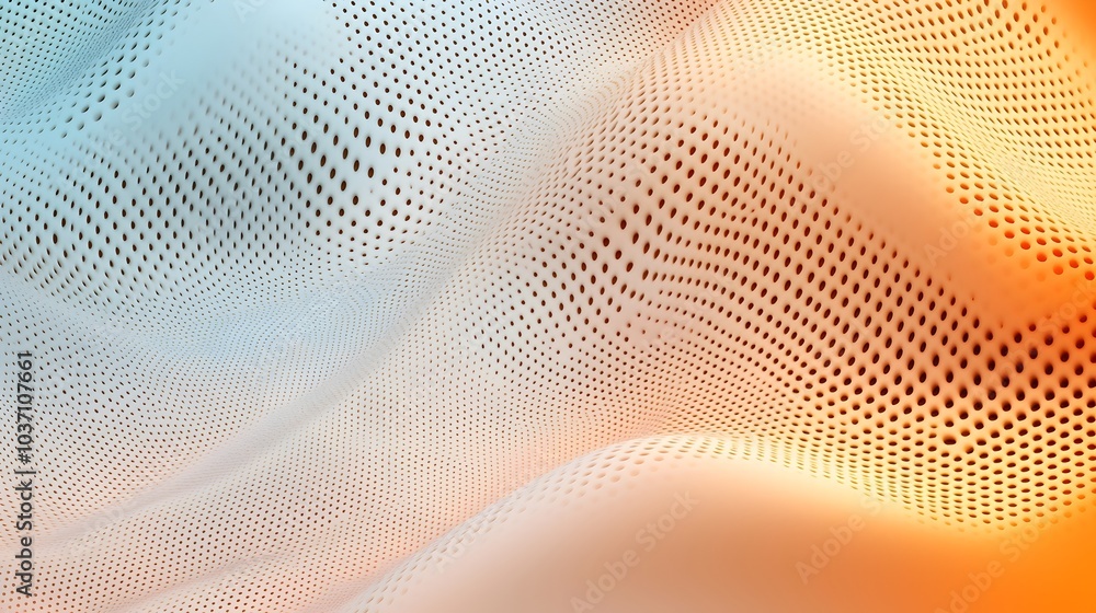 Poster dynamic holographic waves - iridescent metallic fluid shapes with reflective texture for abstract ar