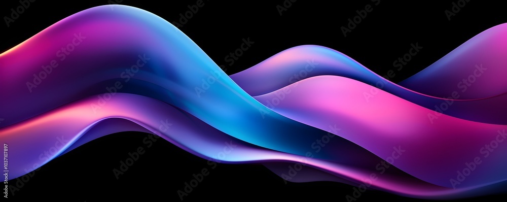 Aufkleber iridescent fluid shapes with glowing reflections - surreal abstract motion and metallic sheen in cap