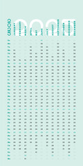 Vertical 2025 Calendar blue green pastel color