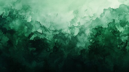 Obraz premium A serene watercolor landscape featuring varying shades of green, evoking a natural and tranquil atmosphere.