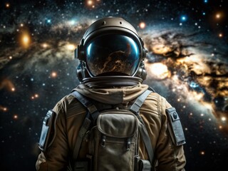 Astronaut in Space Suit Gazing into the Cosmos - Stunning Portrait Photography of a Space Explorer