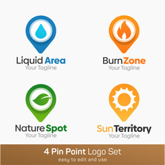 Pin Point Shape Logo Template Set. Good for Business, Agency, Community and Organization