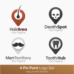 Pin Point Shape Logo Template Set. Good for Business, Agency, Community and Organization
