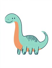 Fototapeta premium A simple cartoon illustration of a blue and orange dinosaur.