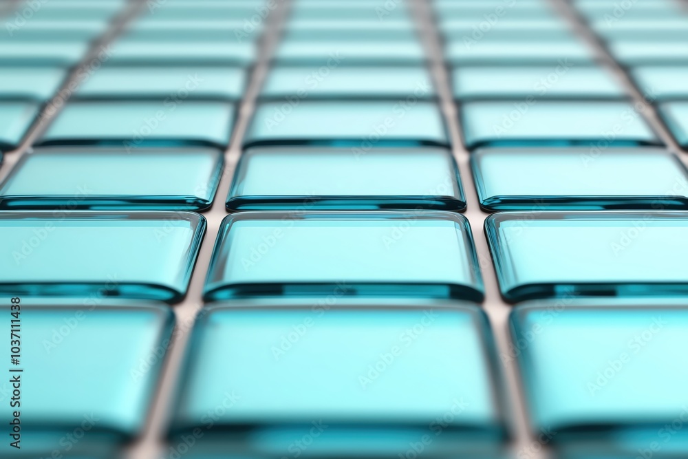 Poster close-up of glossy blue tiles in a pattern on a surface.