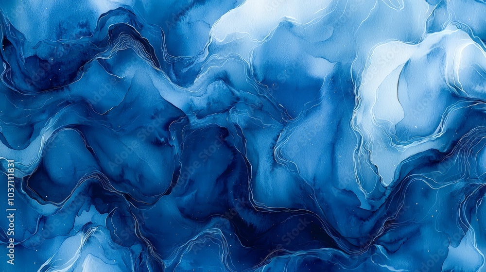 Poster a vibrant abstract texture of layered blue hues, blending various shades to create a calming and flu