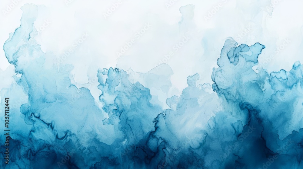 Poster a serene abstract design featuring layered shades of blue, blending together seamlessly to create a 