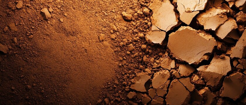 Cracked earth texture in rich brown tones, isolated on white background.