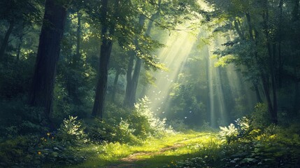 Obraz premium Sunbeams Through The Trees