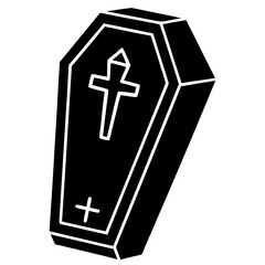 Halloween coffin silhouette vector icon