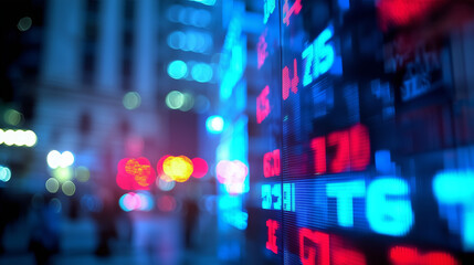 Fototapeta premium US stock market experiencing sharp losses, with significant declines in stock values and a downward trend in major indices, representing market volatility and financial downturn