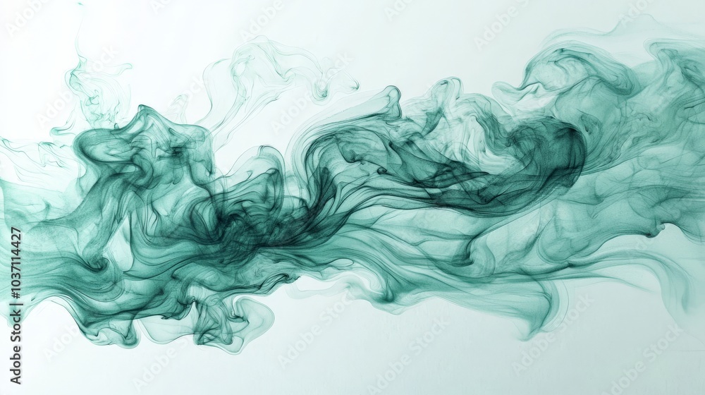 Poster a flowing abstract design featuring swirls of teal and turquoise, creating a sense of fluidity and m
