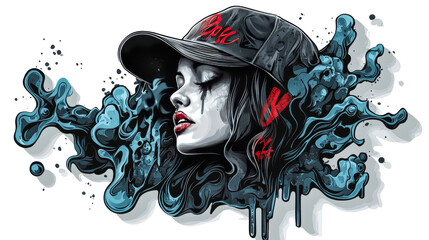 Obraz premium Artistic Portrait of a Cool Biker in Helmet