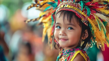 Fototapeta premium A child participating in a cultural celebration, reflecting how culture shapes emotional expression