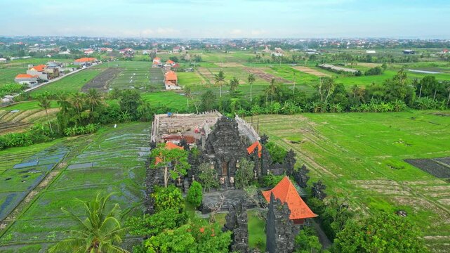 Giriya Dalem Mandhara Giri - Rayya Munggu in Bali. Beautiful black temple in the middle of rice fields