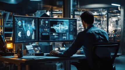 Innovative Technology Workspace with Data Analytics