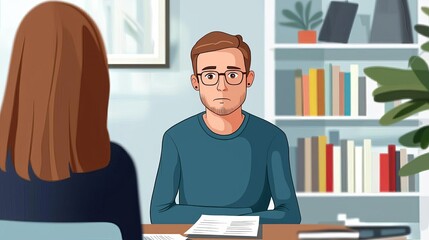 Introvert Shyness Shy person avoiding eye contact during a conversation, body language focus, flat design illustration