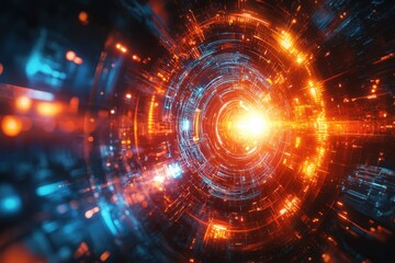 Obraz premium Vivid abstract representation of energy flow and digital connections in a cosmic environment