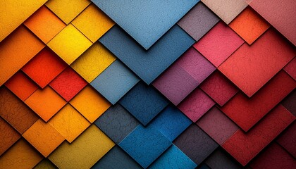 Fototapeta premium Vibrant Rainbow Gradient Overlapping Squares - Modern Abstract Close Up Photo