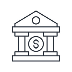 Bank building icon with dollar sign. House of money vector illustration.