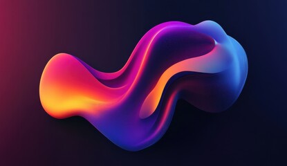 Obraz premium Dynamic Gradient with Flowing Purple, Blue, Amber Curves and Glossy Liquid Metal Texture, Featuring Wave-like Patterns and Vibrant Colors