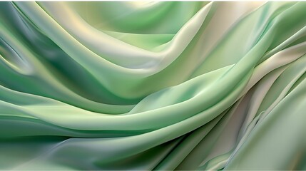 Abstract Green Silk Fabric