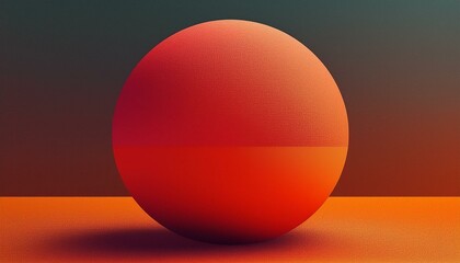 red-orange gradient sphere rests on a grainy background, creating an abstract geometric shape with noise texture, ideal for banner design.