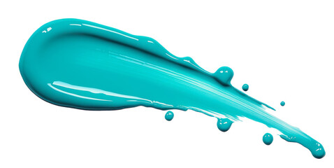 Vivid turquoise nail polish spread artfully on a smooth surface, showcasing its glossy texture and vibrant color