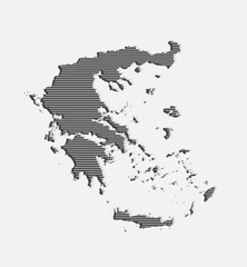 Abstract map Greece, parallel grey lines