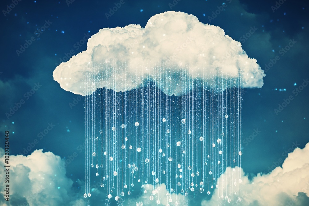 Aufkleber cloud computing data rain digital technology concept
