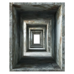 Fototapeta premium A series of concrete tunnels creating a perspective view, isolated on transparent or white background