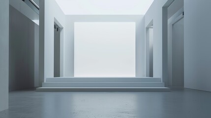 Obraz premium Minimalist white room with stairs