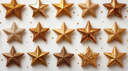Obraz premium Gold stars on a white background