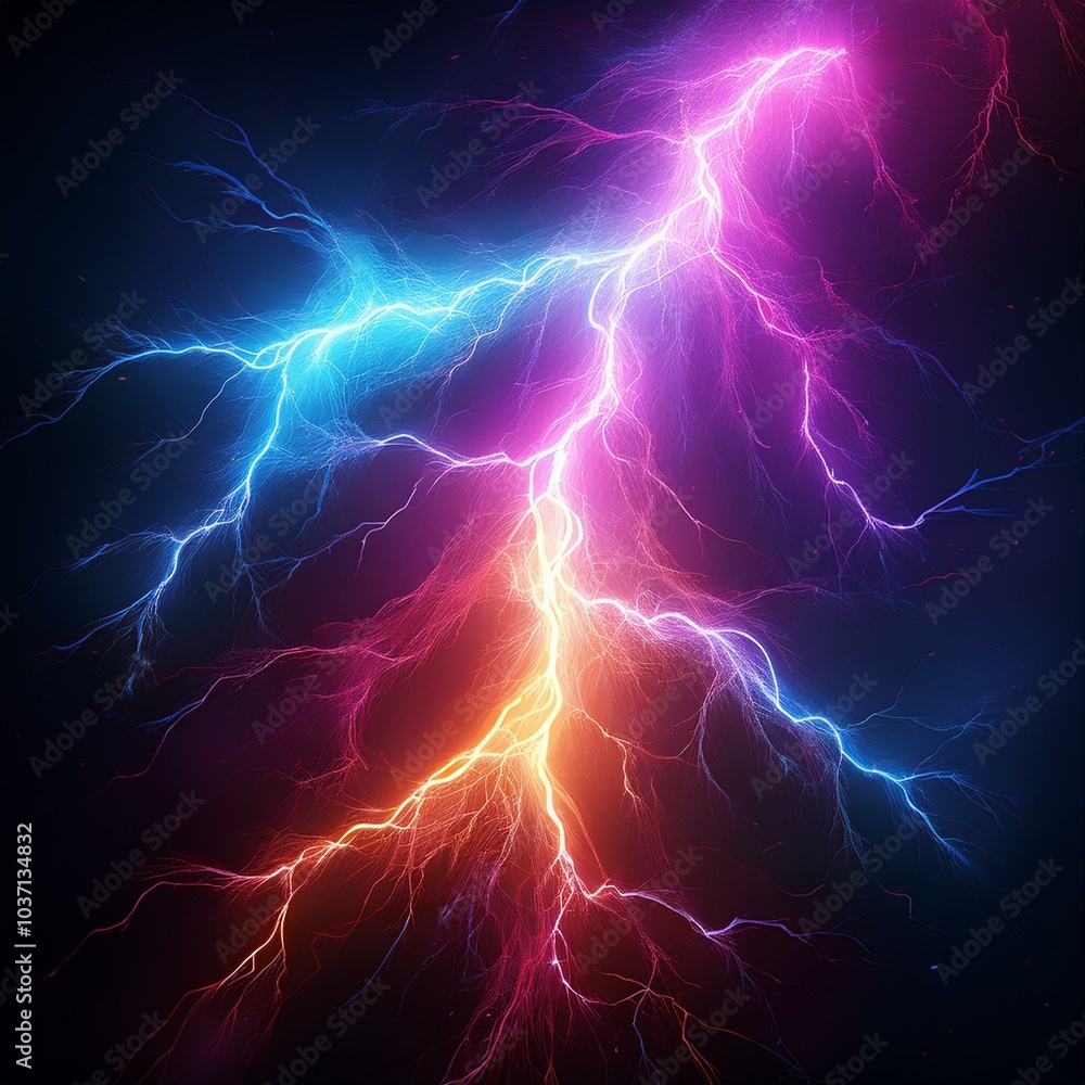Poster vividly colored 3d rendering of a lightning strike creates a striking visual element, showcasing dyn