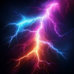 vividly colored 3D rendering of a lightning strike creates a striking visual element, showcasing dynamic energy and depth in design.