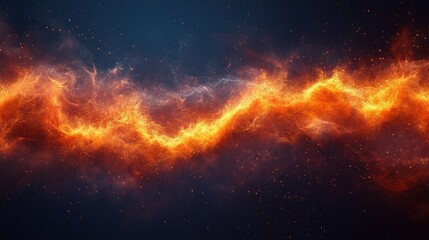 Fototapeta premium A vibrant, fiery wave of energy against a dark background, depicting dynamic movement.