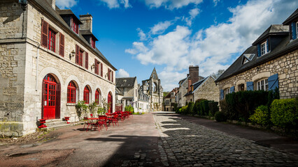 View of the village of Longpont in the Aisne department. France