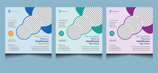 Editable elegant creative circle modern professional business web square advertising medical healthcare service hospital doctor marketing ads social media banner post promotion template design.